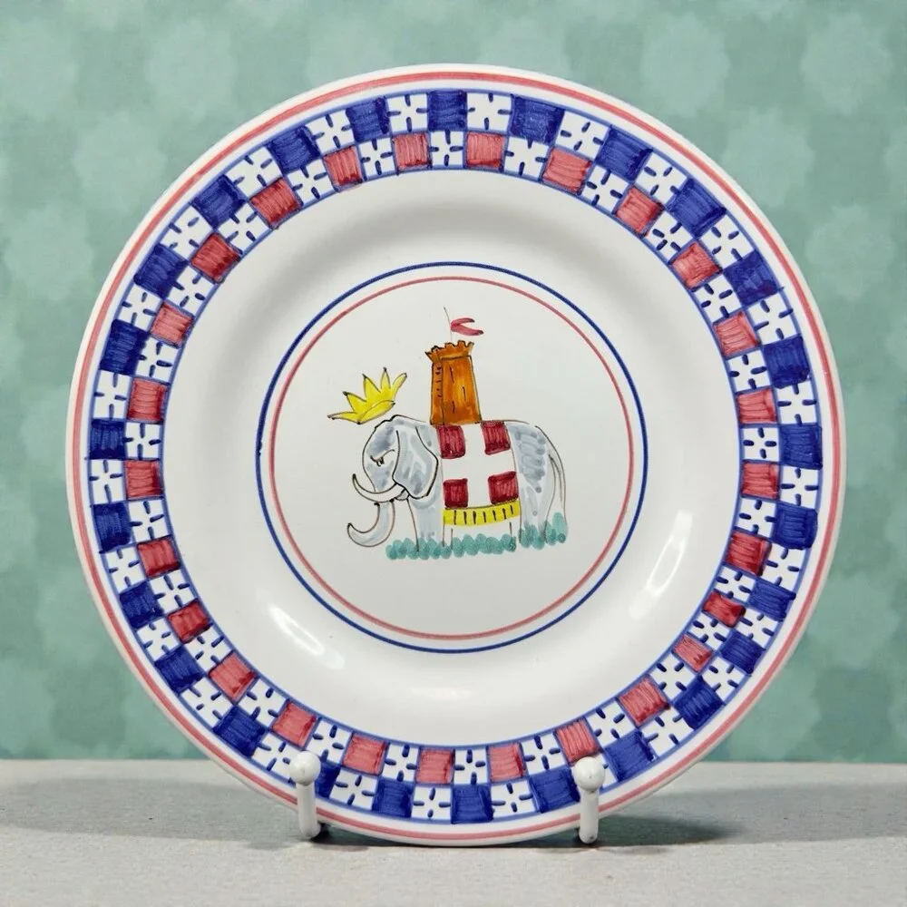 Sberna Deruta ROYAL ELEPHANT 8inch Plate Dish Set 4 Plates Dishes Made in‎ Italy